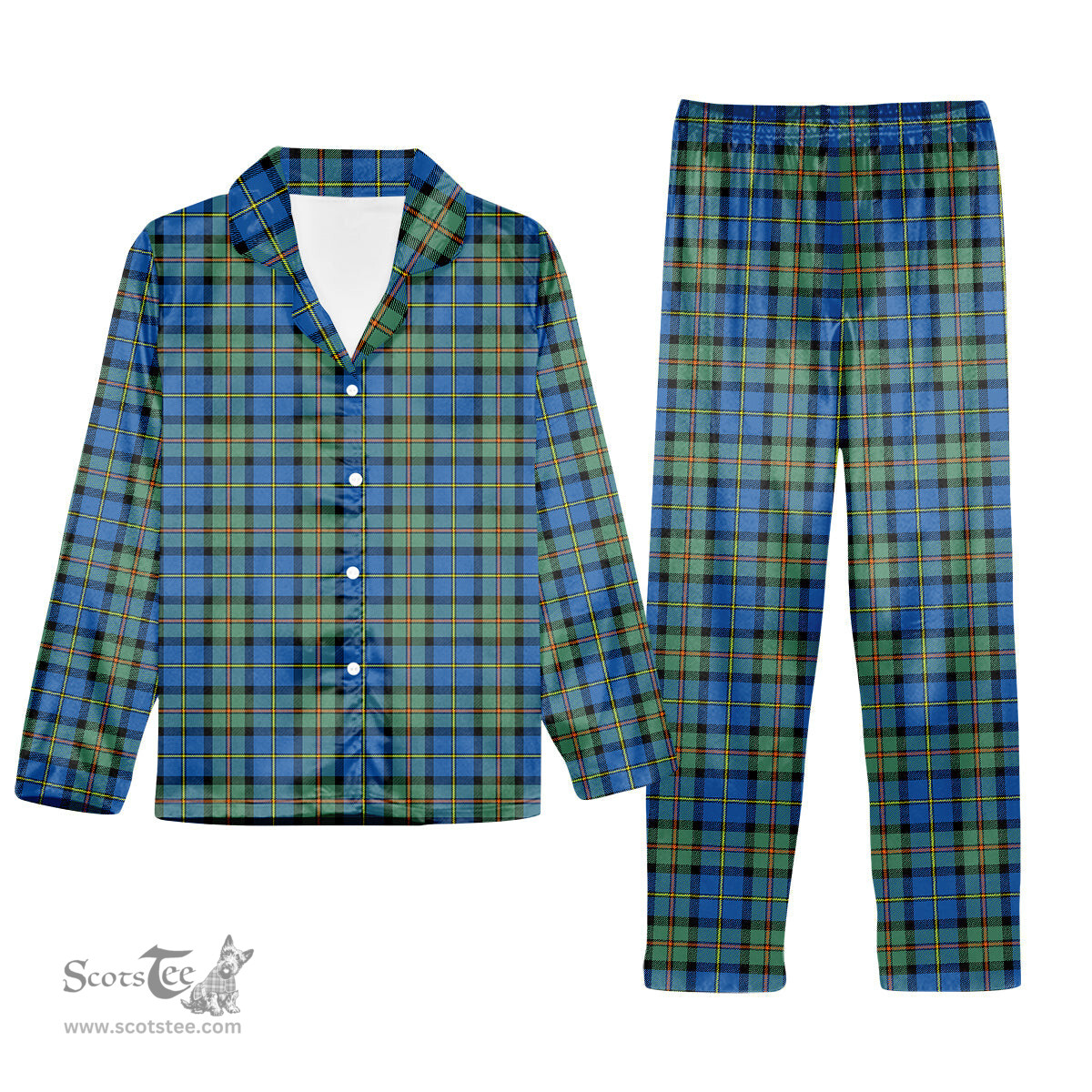 ScotsTee Shop Scottish MacLeod of Harris Ancient Tartan Pajama Satin Velvet Flannel Pajama Set