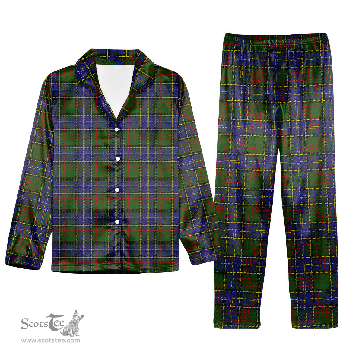 ScotsTee Shop Scottish MacMillan Hunting 2 Tartan Pajama Satin Velvet Flannel Pajama Set