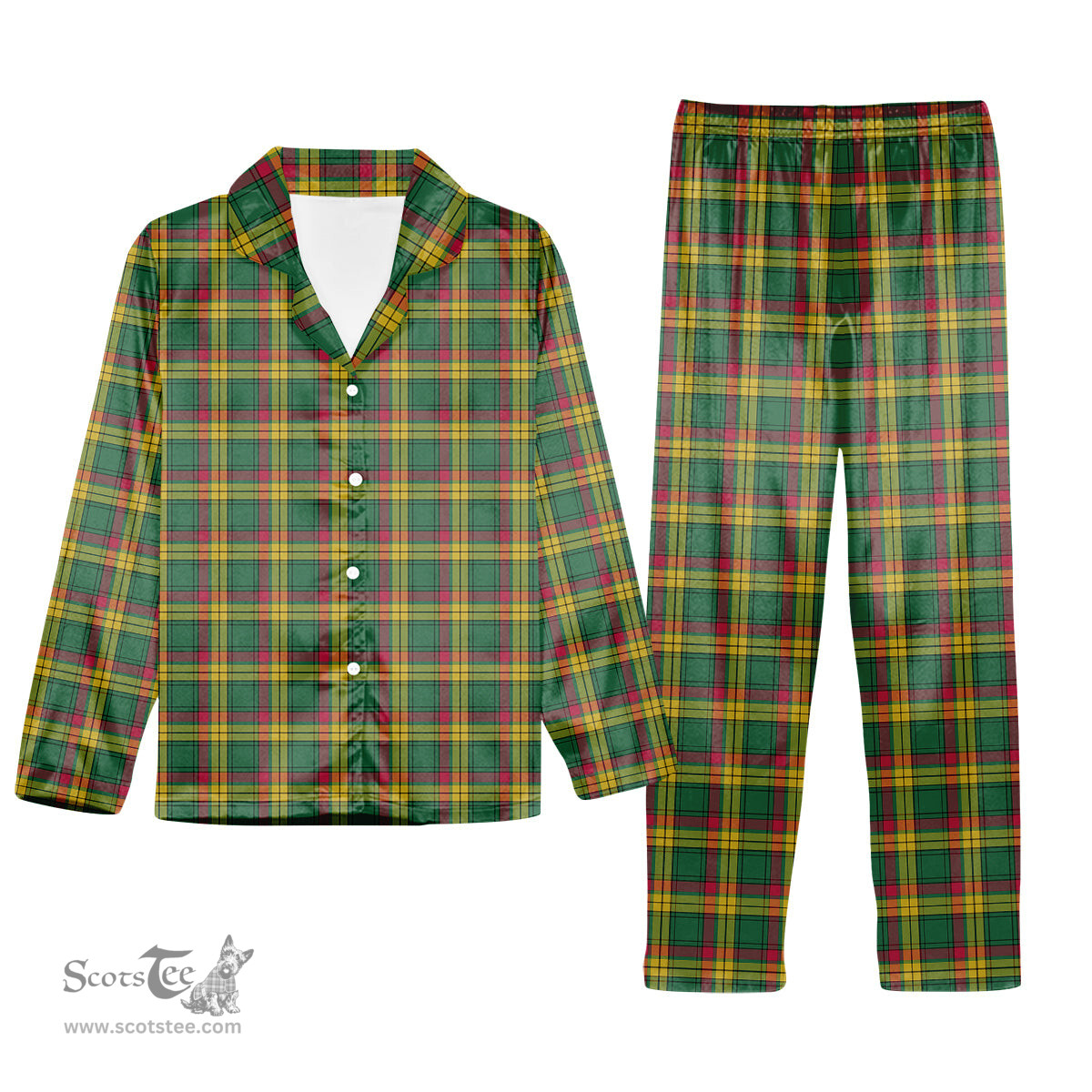 ScotsTee Shop Scottish MacMillan Old Ancient Tartan Pajama Satin Velvet Flannel Pajama Set