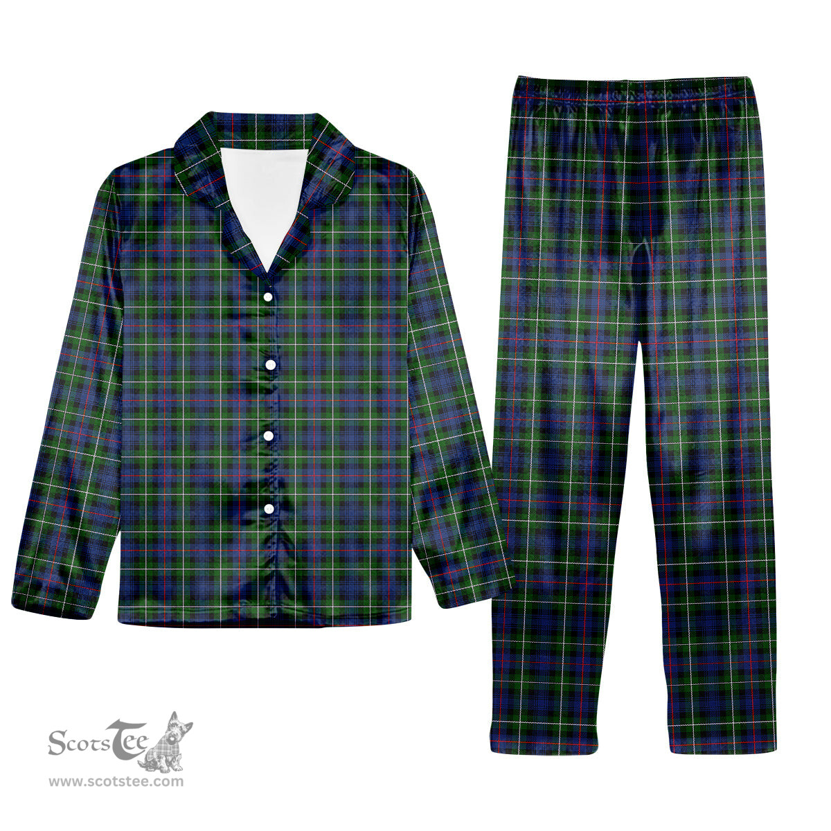 ScotsTee Shop Scottish MacKenzie Modern #2 Tartan Pajama Satin Velvet Flannel Pajama Set