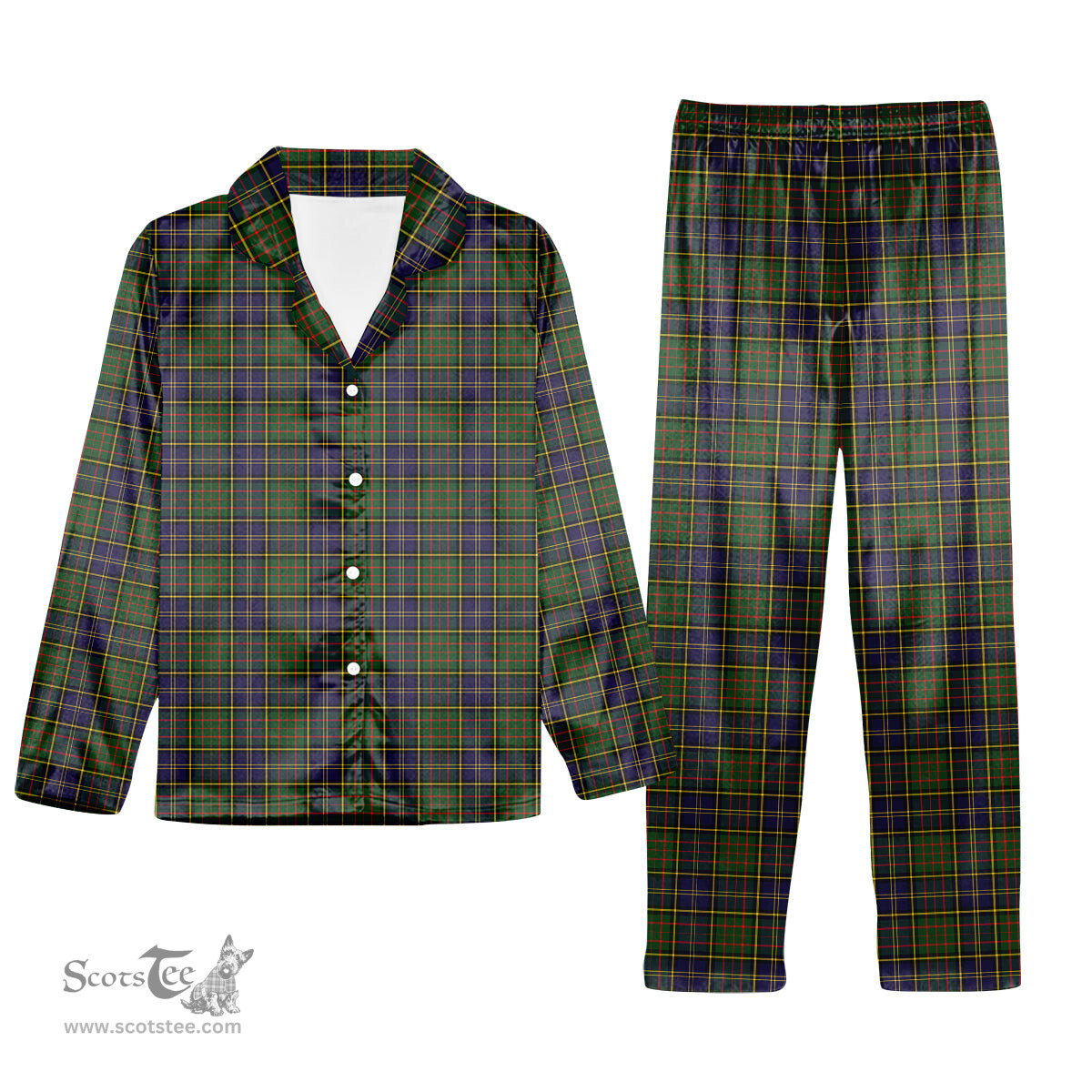 ScotsTee Shop Scottish MacMillan Hunting Modern SC Tartan Pajama Satin Velvet Flannel Pajama Set