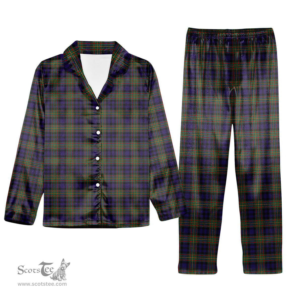 ScotsTee Shop Scottish MacLellan Tartan Pajama Satin Velvet Flannel Pajama Set