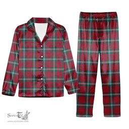 ScotsTee Shop Scottish MacLaine of Loch Buie Modern Tartan Pajama Satin Velvet Flannel Pajama Set