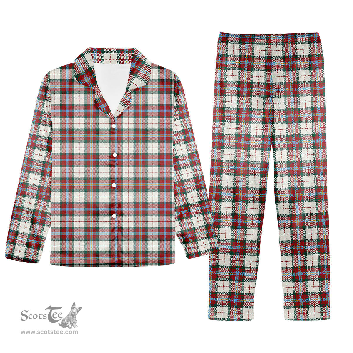 ScotsTee Shop Scottish MacLean Dress Modern Tartan Pajama Satin Velvet Flannel Pajama Set
