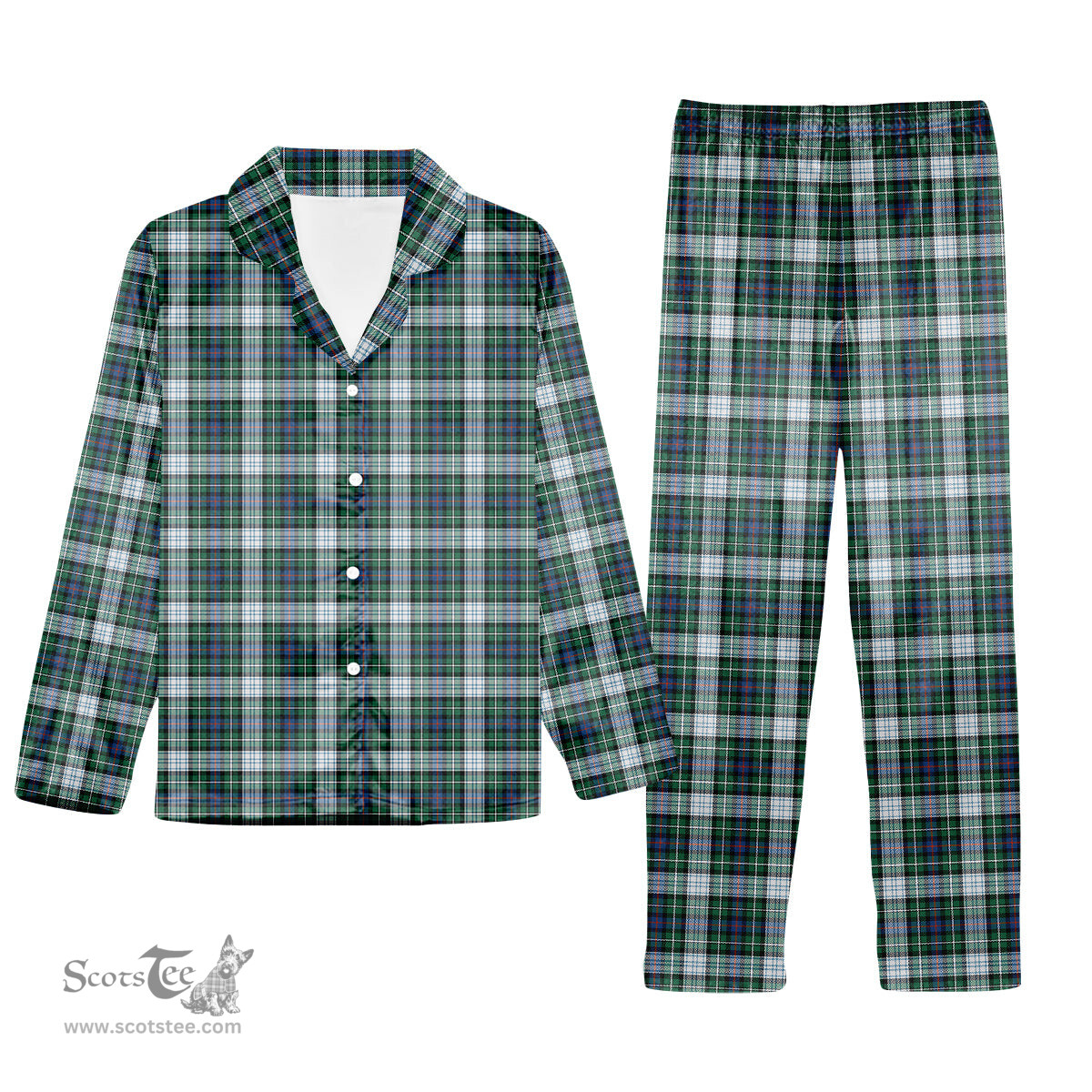 ScotsTee Shop Scottish MacKenzie Dress Ancient Tartan Pajama Satin Velvet Flannel Pajama Set