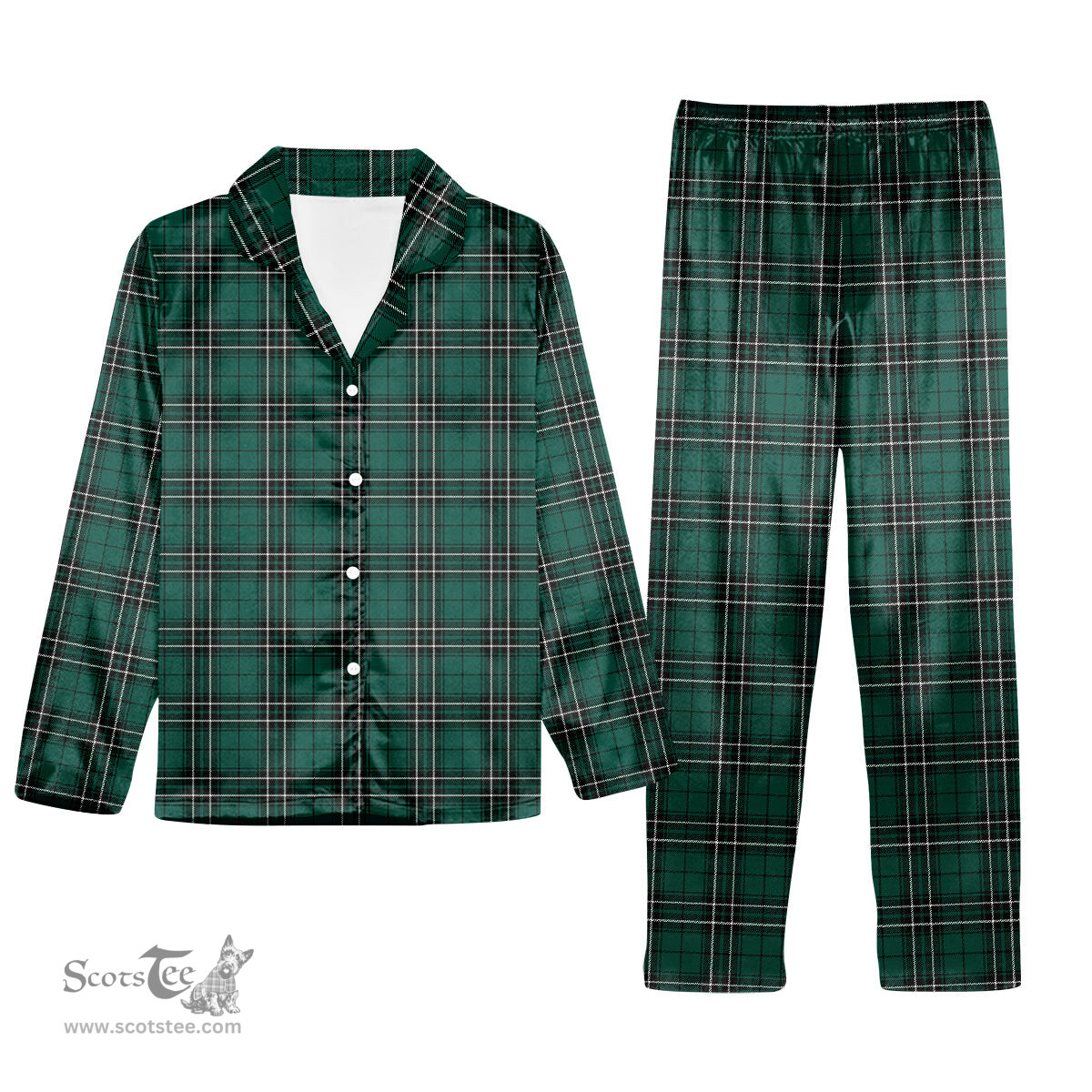 ScotsTee Shop Scottish MacLean of Duart Hunting Modern Tartan Pajama Satin Velvet Flannel Pajama Set