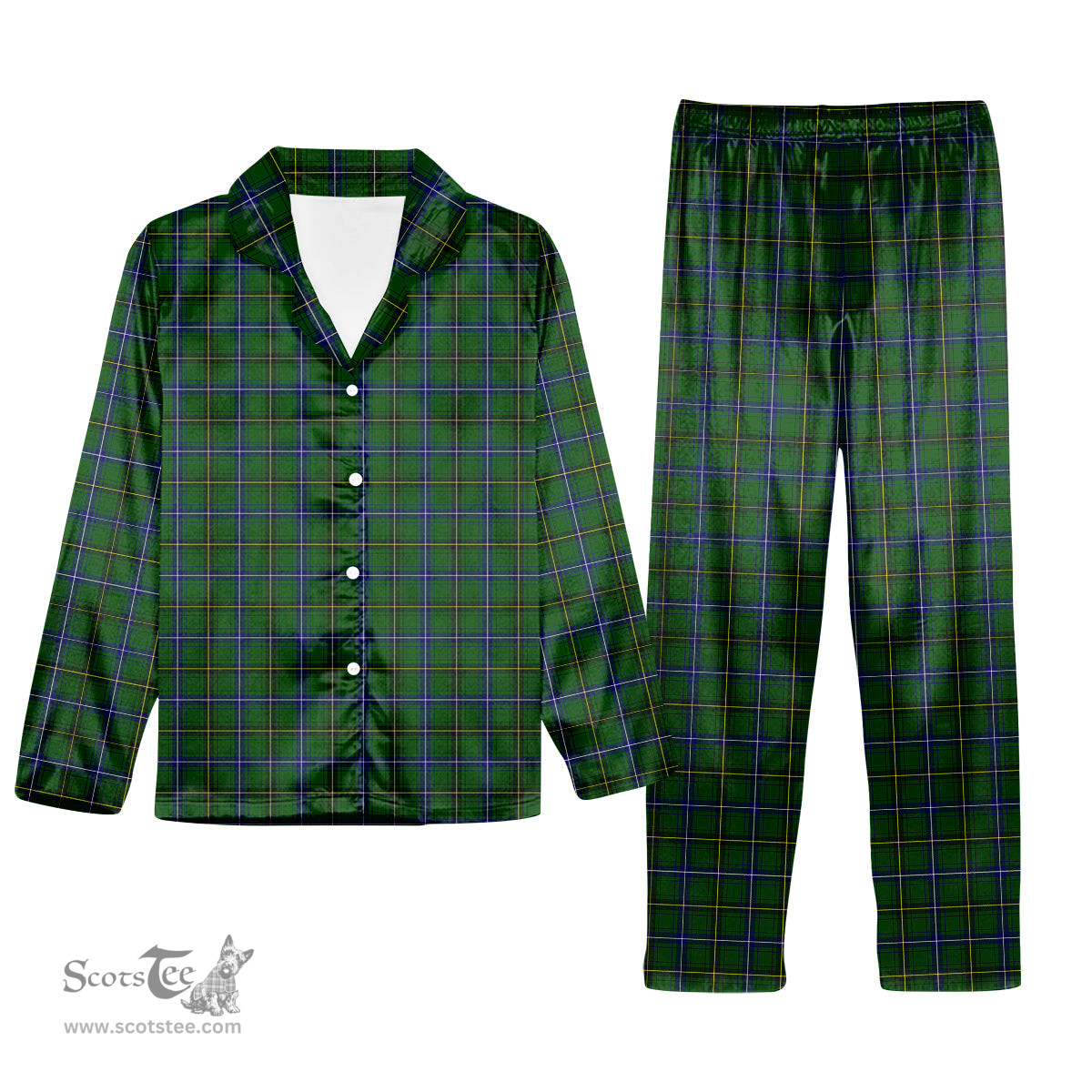 ScotsTee Shop Scottish MacKendrick Modern Tartan Pajama Satin Velvet Flannel Pajama Set