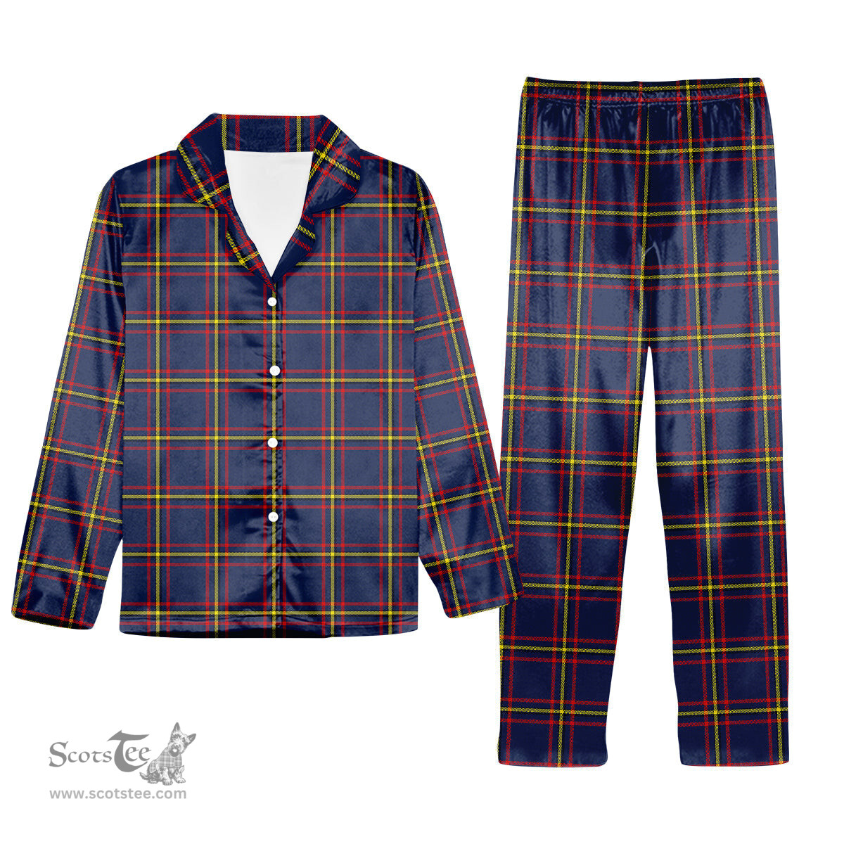 ScotsTee Shop Scottish MacLaine of Lochbuie Hunting Modern Tartan Pajama Satin Velvet Flannel Pajama Set