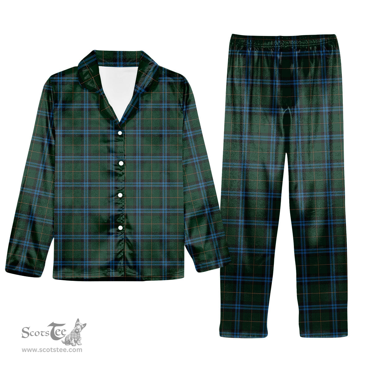 ScotsTee Shop Scottish Mackie Tartan Pajama Satin Velvet Flannel Pajama Set