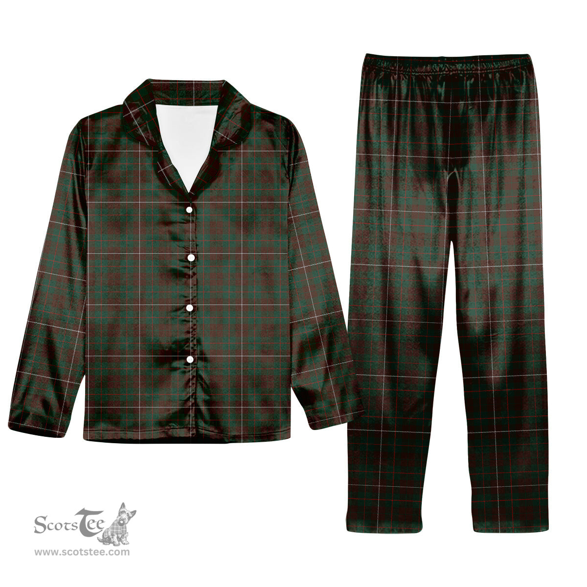ScotsTee Shop Scottish MacKinnon Hunting 3 Tartan Pajama Satin Velvet Flannel Pajama Set