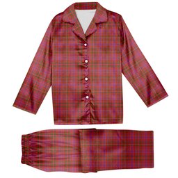 ScotsTee Shop Scottish MacLeod Red Ancient Tartan Pajama Satin Velvet Flannel Pajama Set