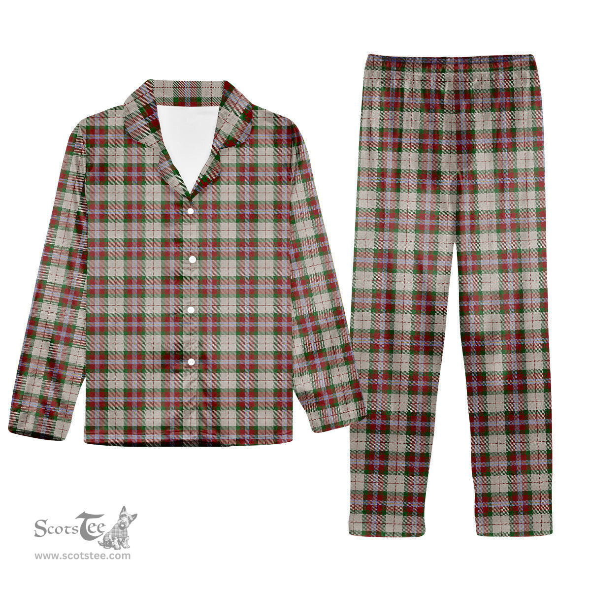 ScotsTee Shop Scottish MacLean Dress Tartan Pajama Satin Velvet Flannel Pajama Set