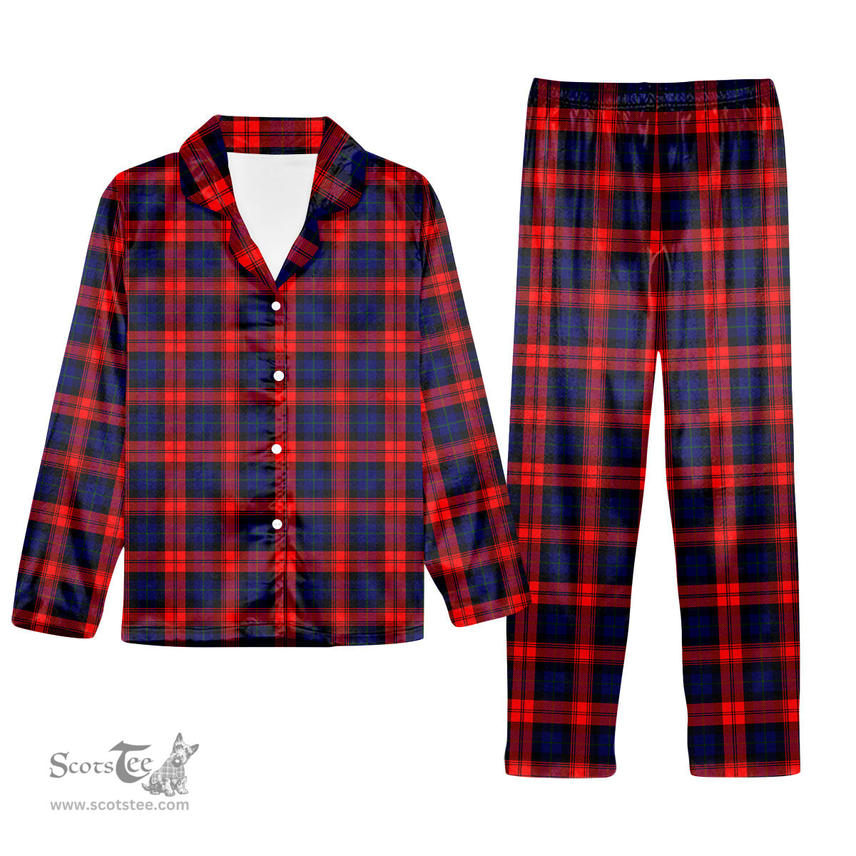ScotsTee Shop Scottish MacLachlan Modern SC Tartan Pajama Satin Velvet Flannel Pajama Set