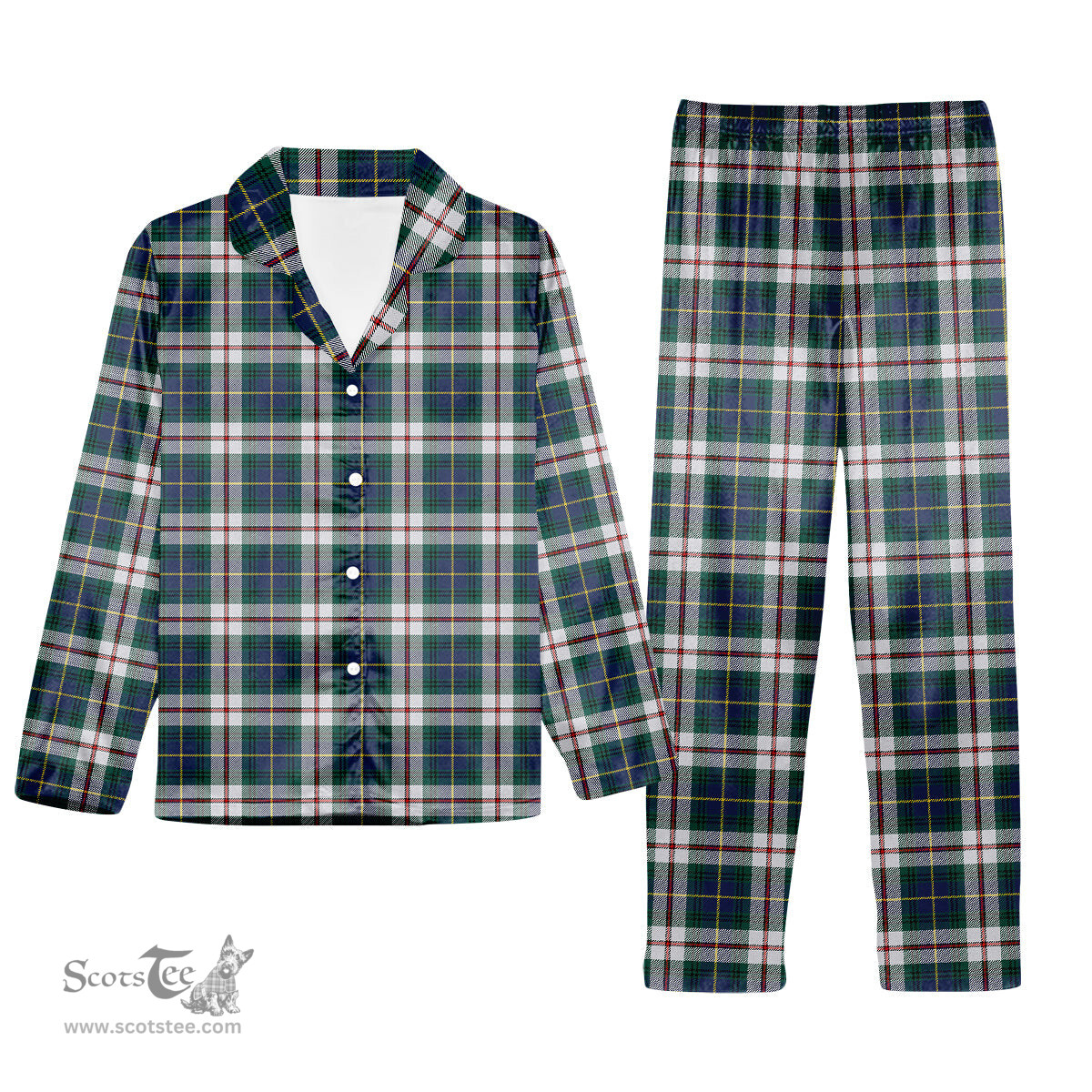 ScotsTee Shop Scottish MacLeod Of Californian Modern Tartan Pajama Satin Velvet Flannel Pajama Set