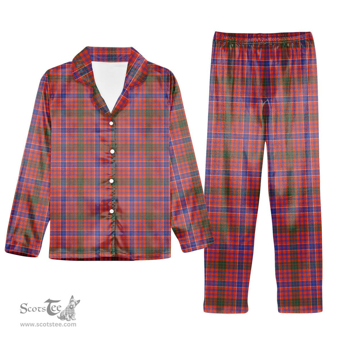 ScotsTee Shop Scottish MacRae Ancient Tartan Pajama Satin Velvet Flannel Pajama Set
