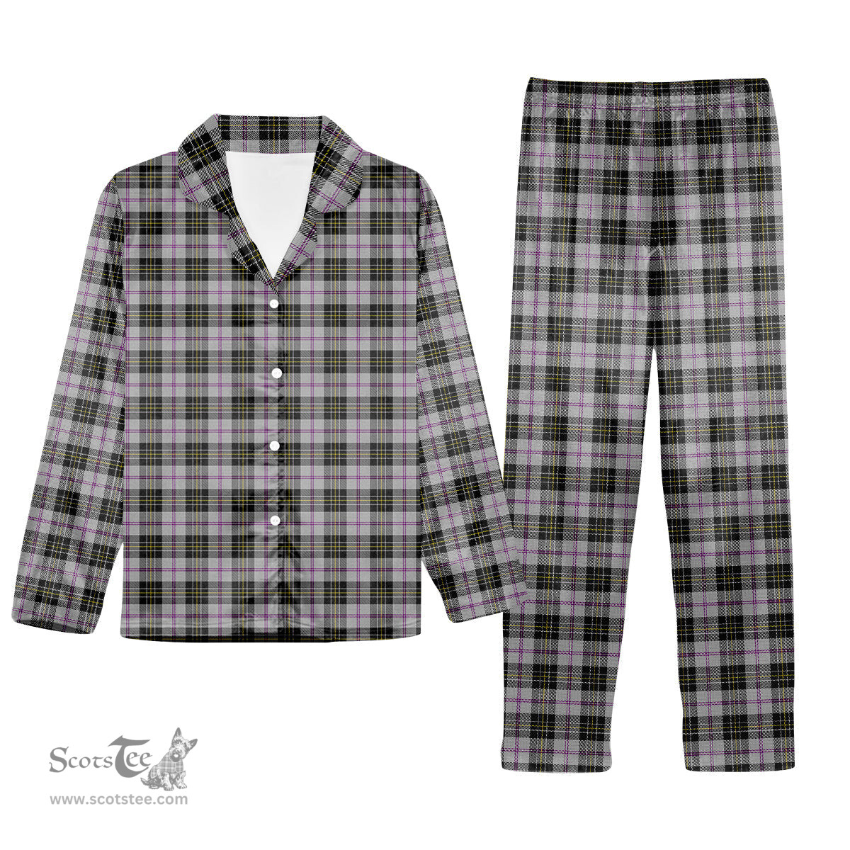 ScotsTee Shop Scottish MacPherson Dress 1951 Tartan Pajama Satin Velvet Flannel Pajama Set