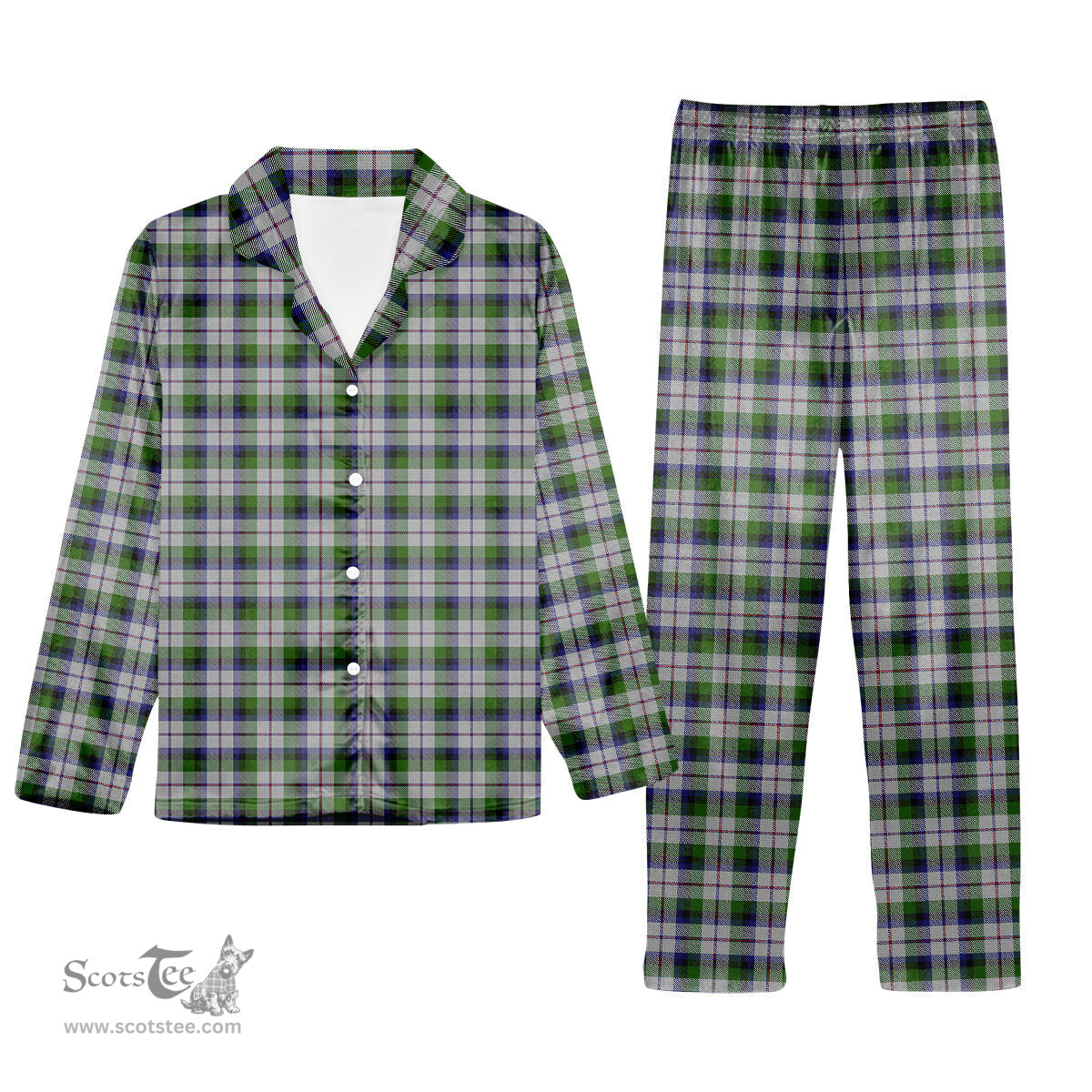 ScotsTee Shop Scottish Macnaghten Dress Tartan Pajama Satin Velvet Flannel Pajama Set