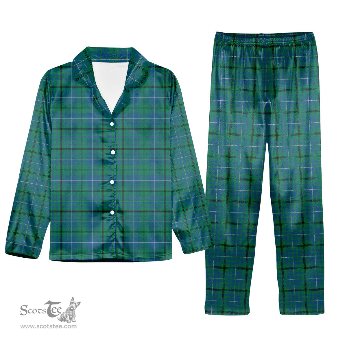 ScotsTee Shop Scottish Mayhew Tartan Pajama Satin Velvet Flannel Pajama Set
