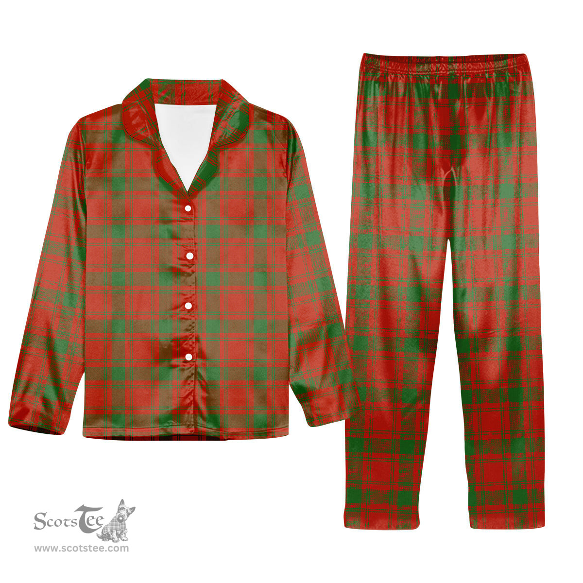 ScotsTee Shop Scottish MacQuarrie Ancient Tartan Pajama Satin Velvet Flannel Pajama Set