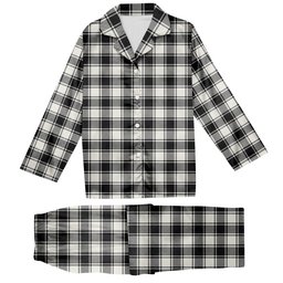 ScotsTee Shop Scottish MacPhee B&W Ancient Tartan Pajama Satin Velvet Flannel Pajama Set