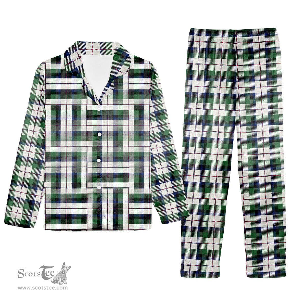 ScotsTee Shop Scottish MacNaughton Dress Modern Tartan Pajama Satin Velvet Flannel Pajama Set