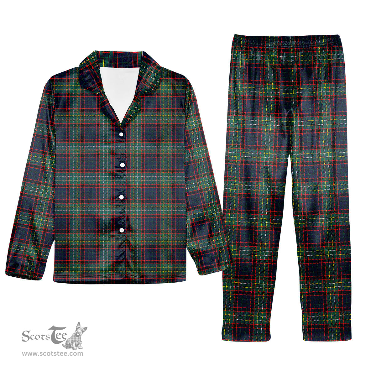 ScotsTee Shop Scottish MacNeacail Hunting Modern Tartan Pajama Satin Velvet Flannel Pajama Set