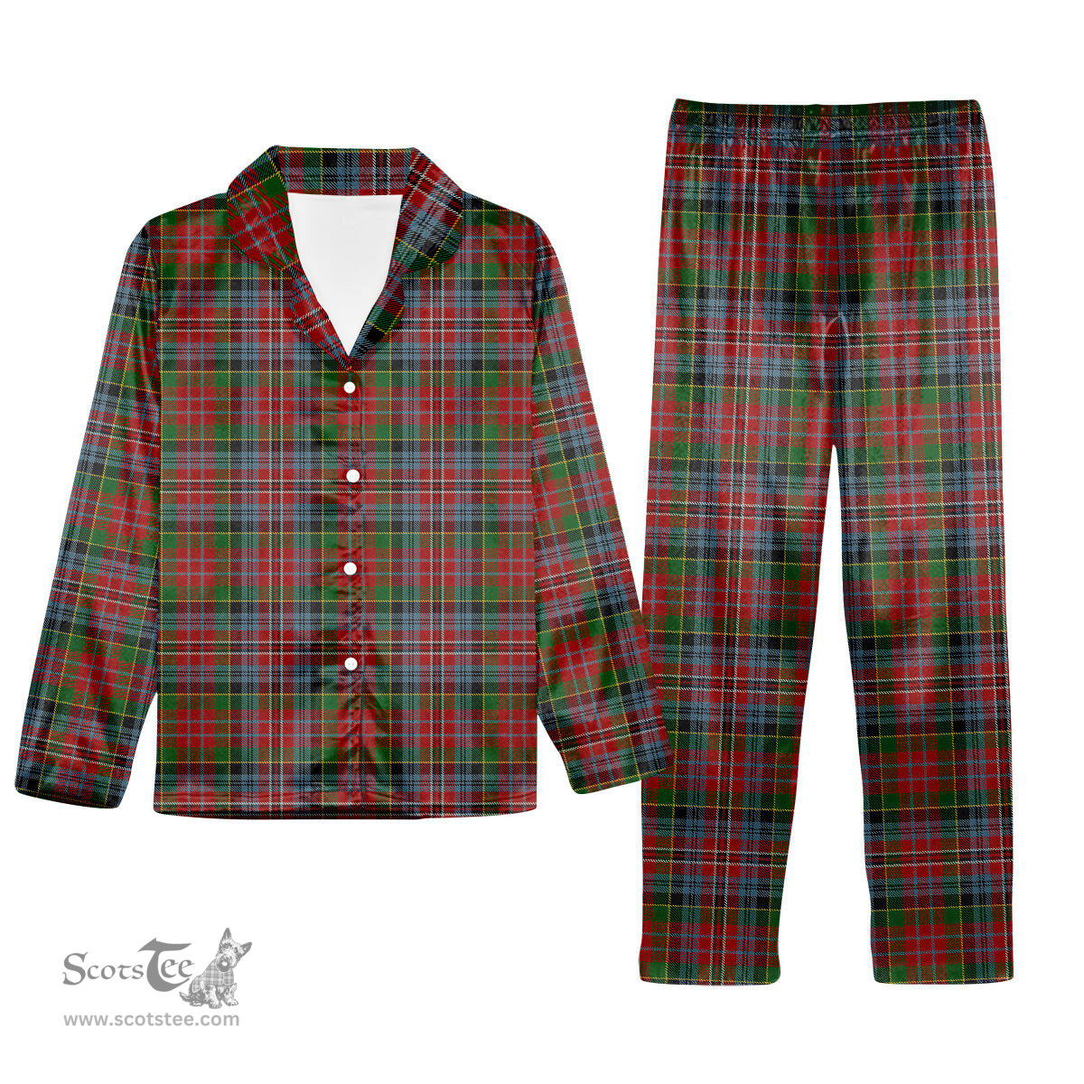 ScotsTee Shop Scottish MacPherson Ancient Tartan Pajama Satin Velvet Flannel Pajama Set