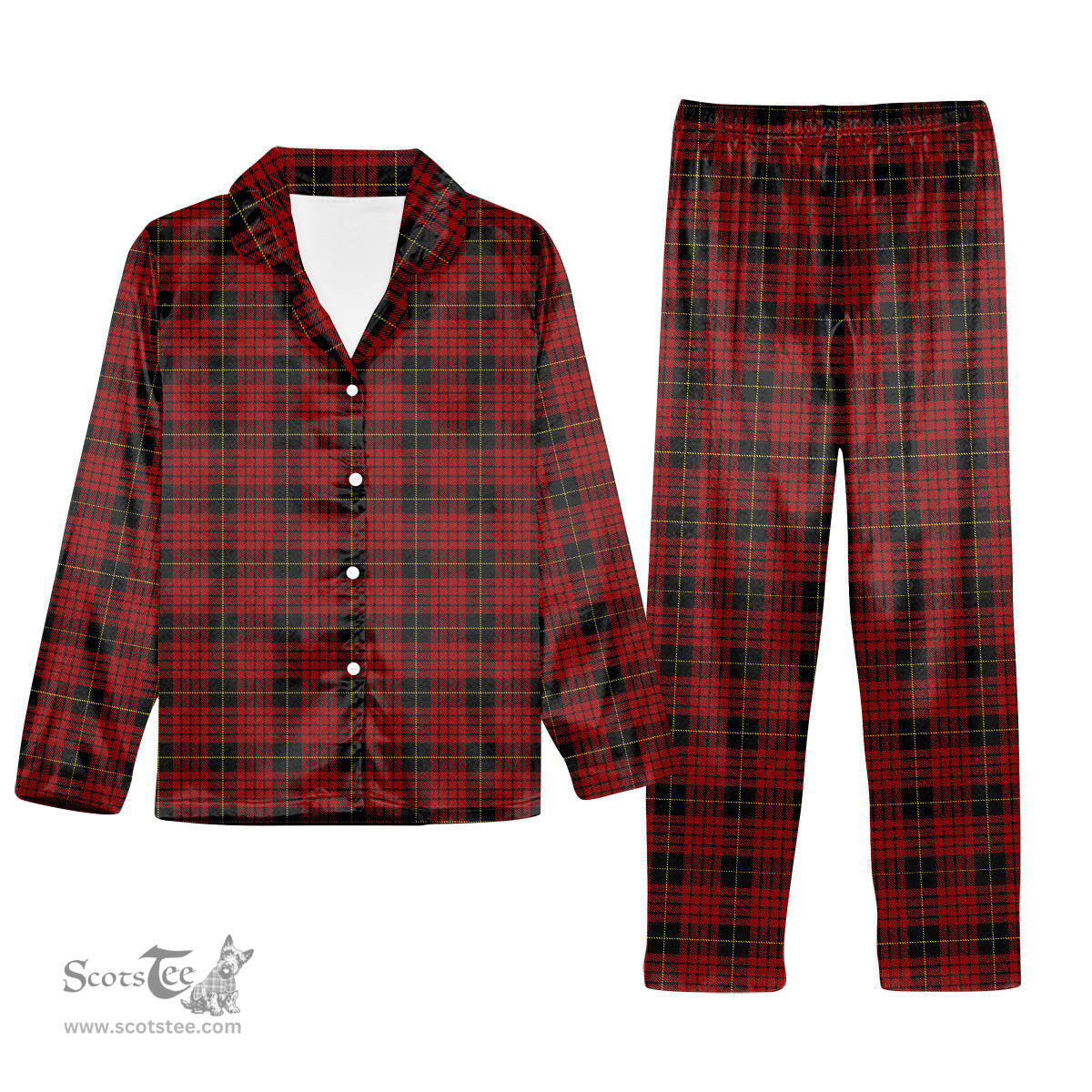 ScotsTee Shop Scottish MacQueen Tartan Pajama Satin Velvet Flannel Pajama Set