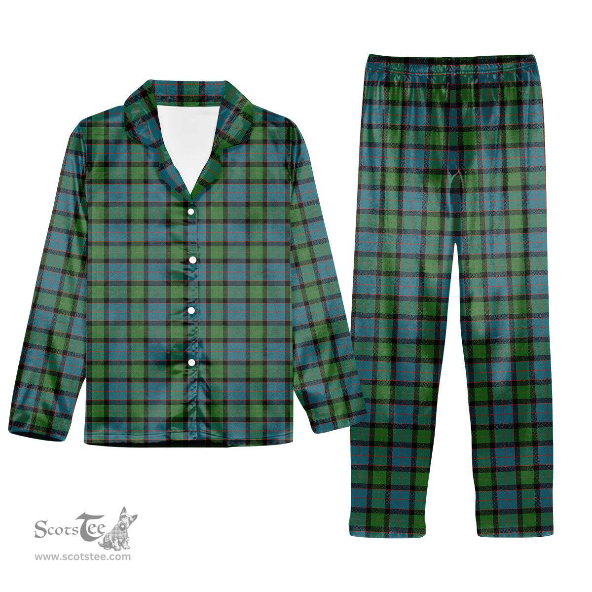 ScotsTee Shop Scottish MacWilliam (Williamson) Ancient Tartan Pajama Satin Velvet Flannel Pajama Set