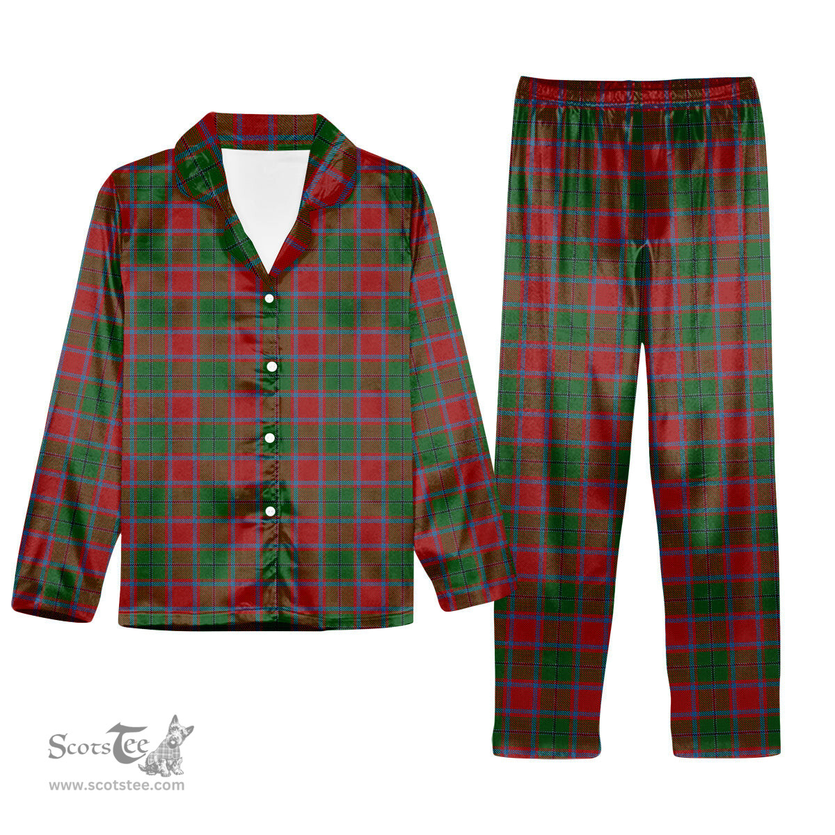 ScotsTee Shop Scottish MacPhail Blue Bands Tartan Pajama Satin Velvet Flannel Pajama Set