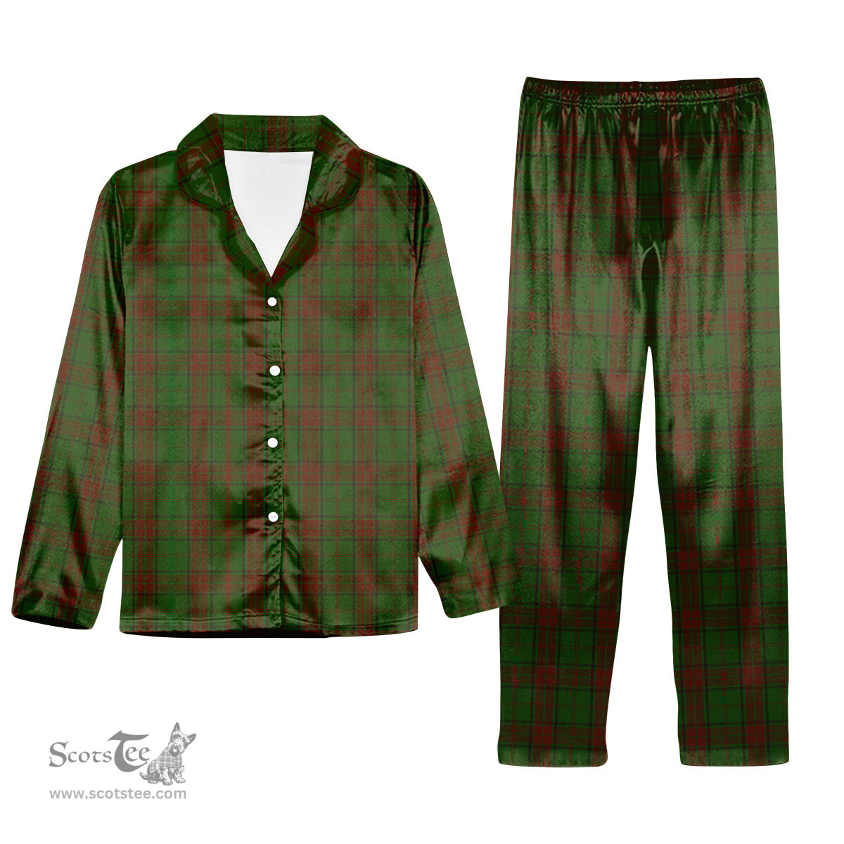 ScotsTee Shop Scottish Maxwell Hunting SC Tartan Pajama Satin Velvet Flannel Pajama Set