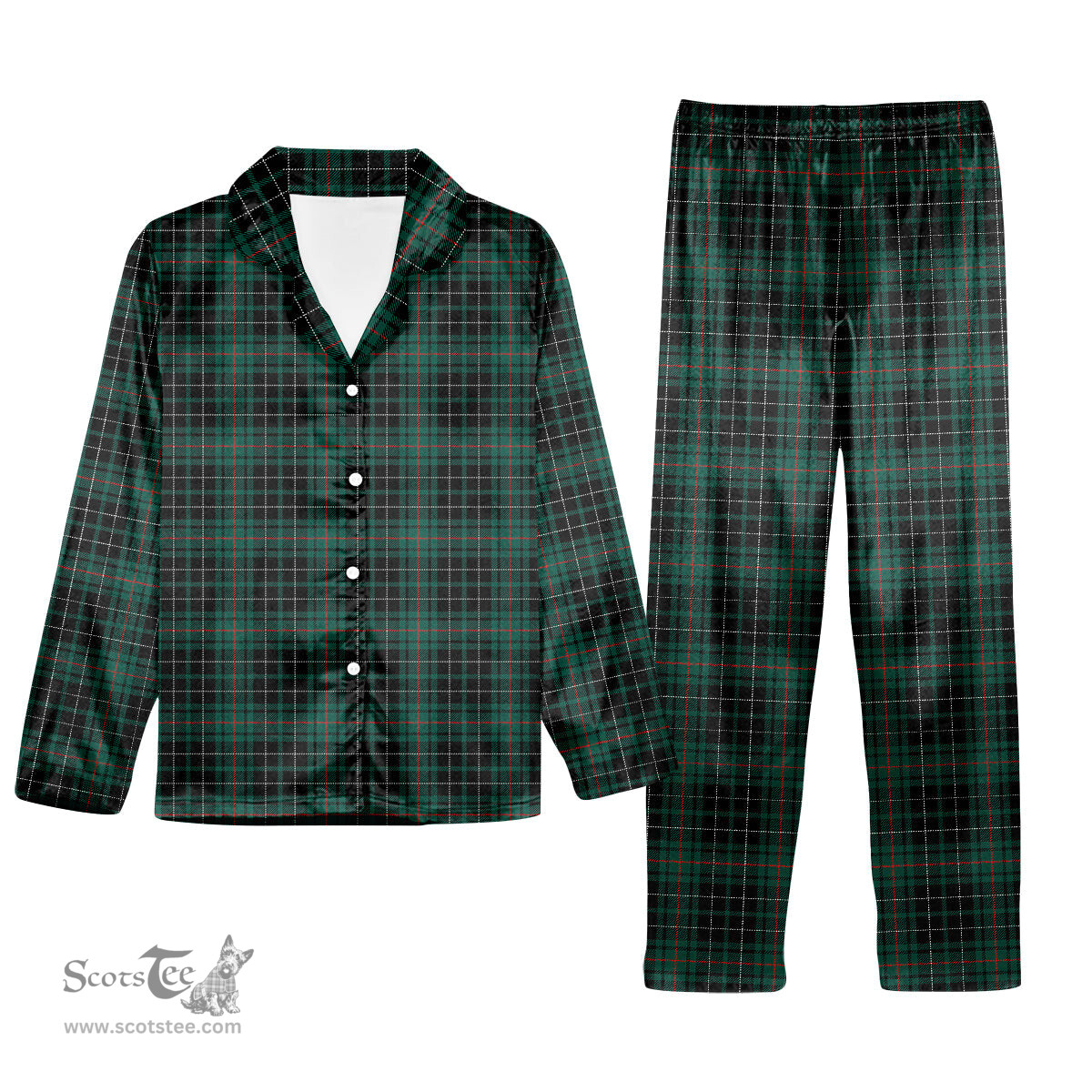 ScotsTee Shop Scottish McAuley Hunting Modern Tartan Pajama Satin Velvet Flannel Pajama Set