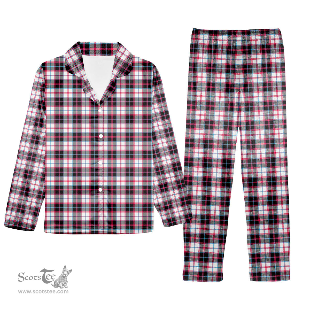 ScotsTee Shop Scottish MacPherson Hunting Modern Tartan Pajama Satin Velvet Flannel Pajama Set