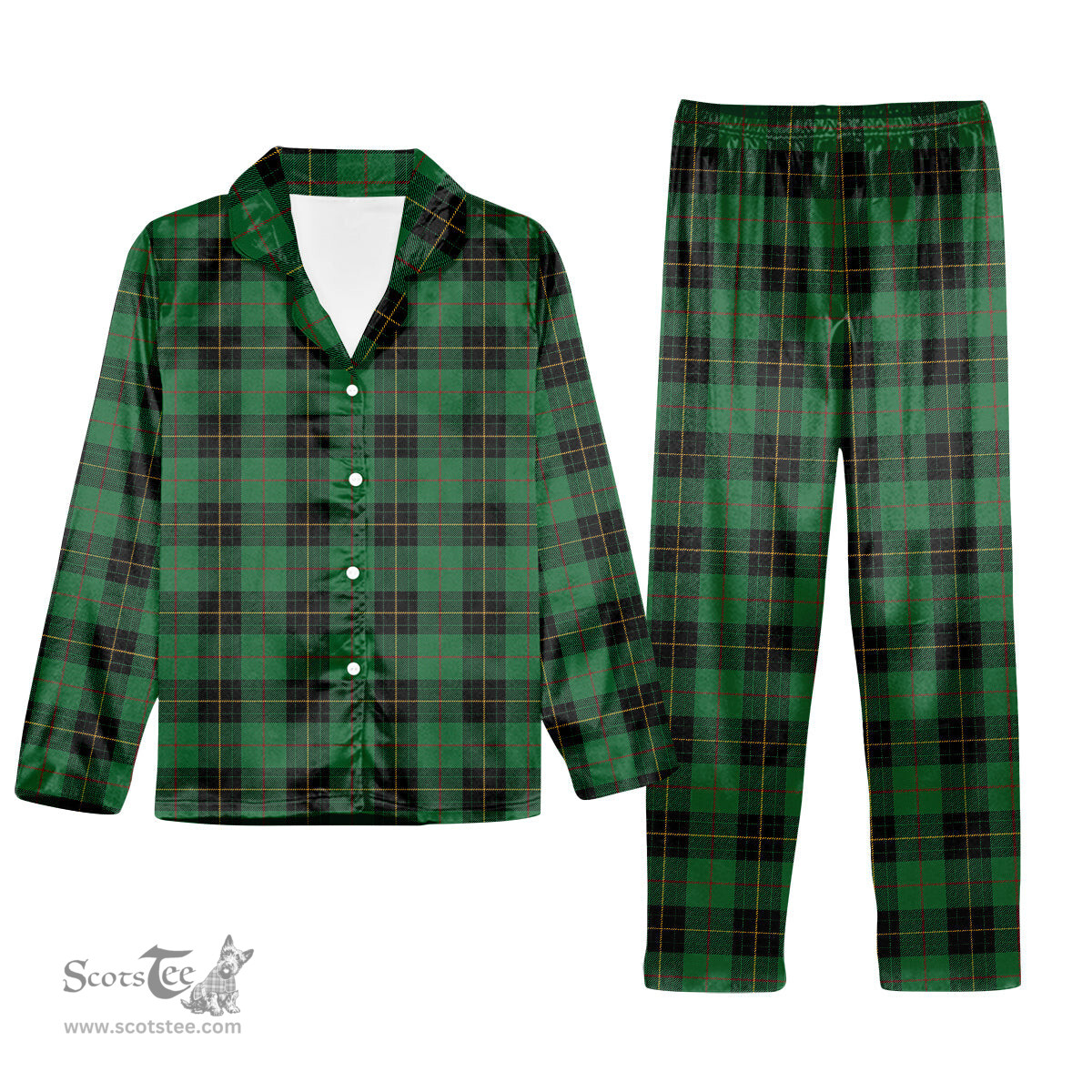 ScotsTee Shop Scottish McArthur-Fox Hunting Ancient Tartan Pajama Satin Velvet Flannel Pajama Set