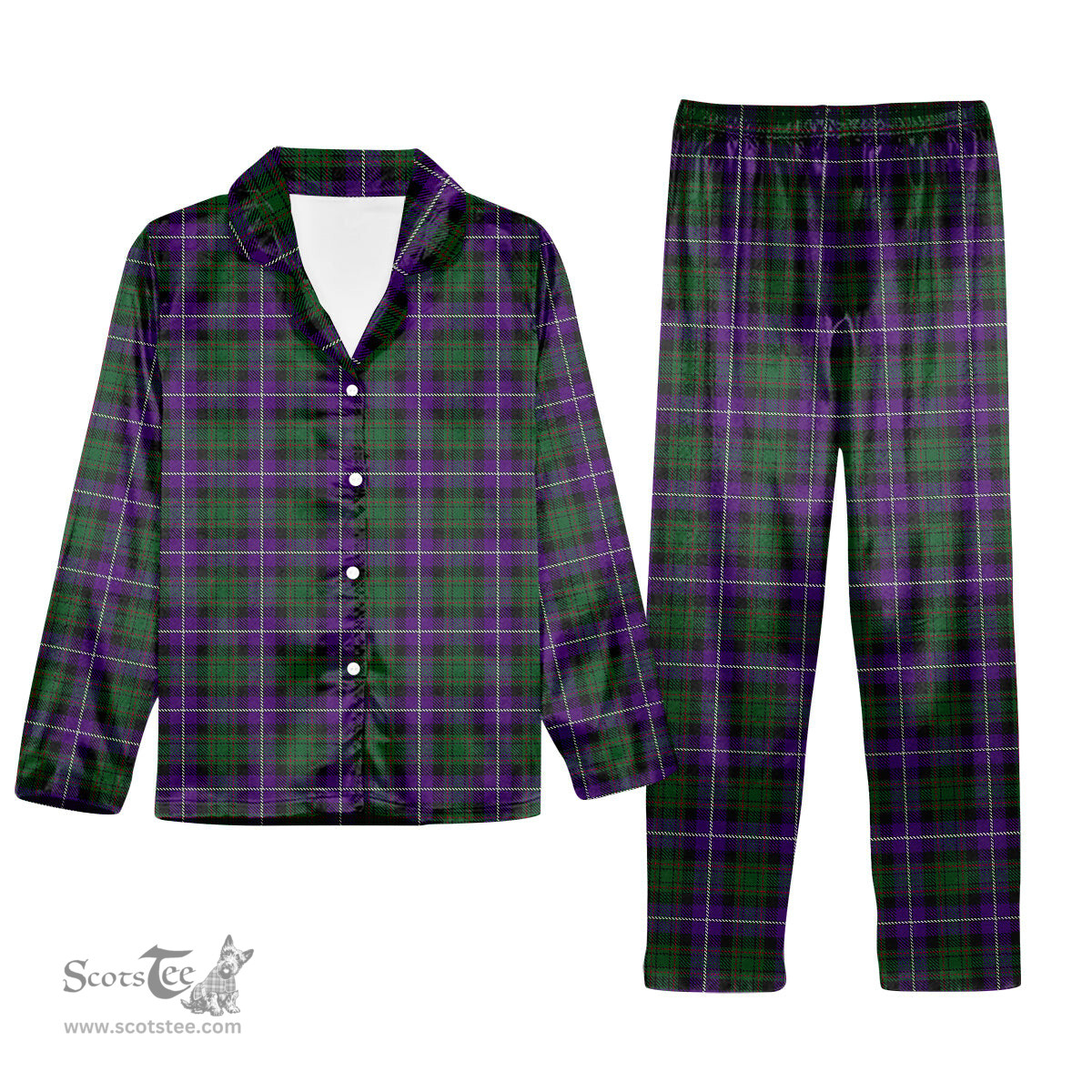 ScotsTee Shop Scottish MacRae Hunting 1 Tartan Pajama Satin Velvet Flannel Pajama Set