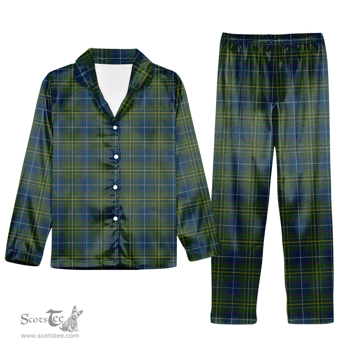 ScotsTee Shop Scottish McAvoy Tartan Pajama Satin Velvet Flannel Pajama Set