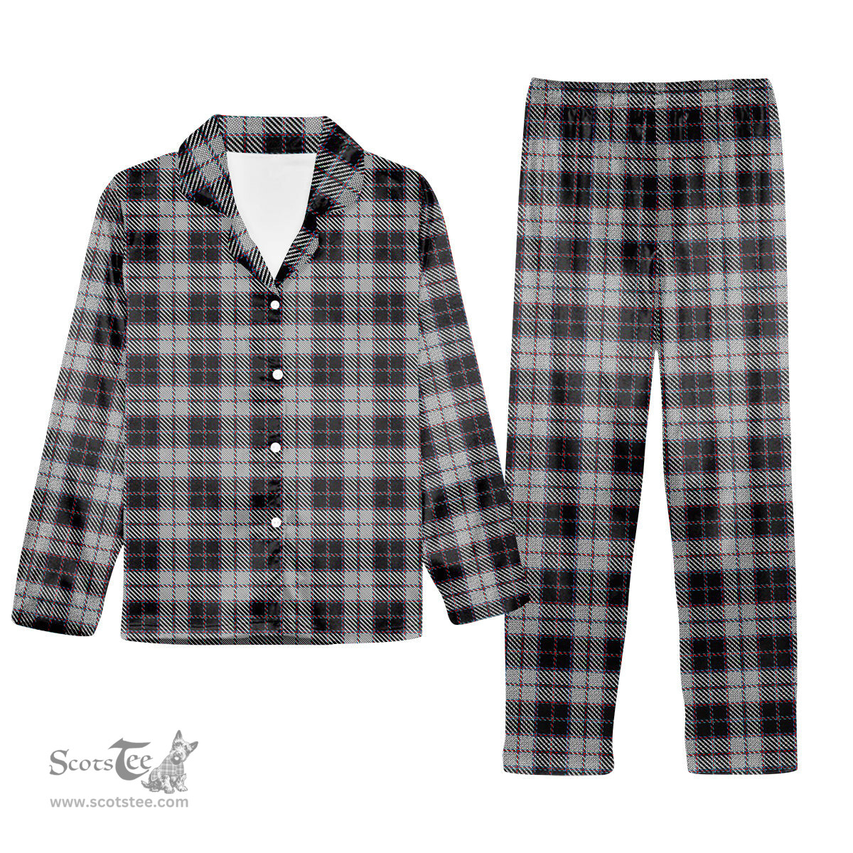 ScotsTee Shop Scottish MacPherson 4 Tartan Pajama Satin Velvet Flannel Pajama Set