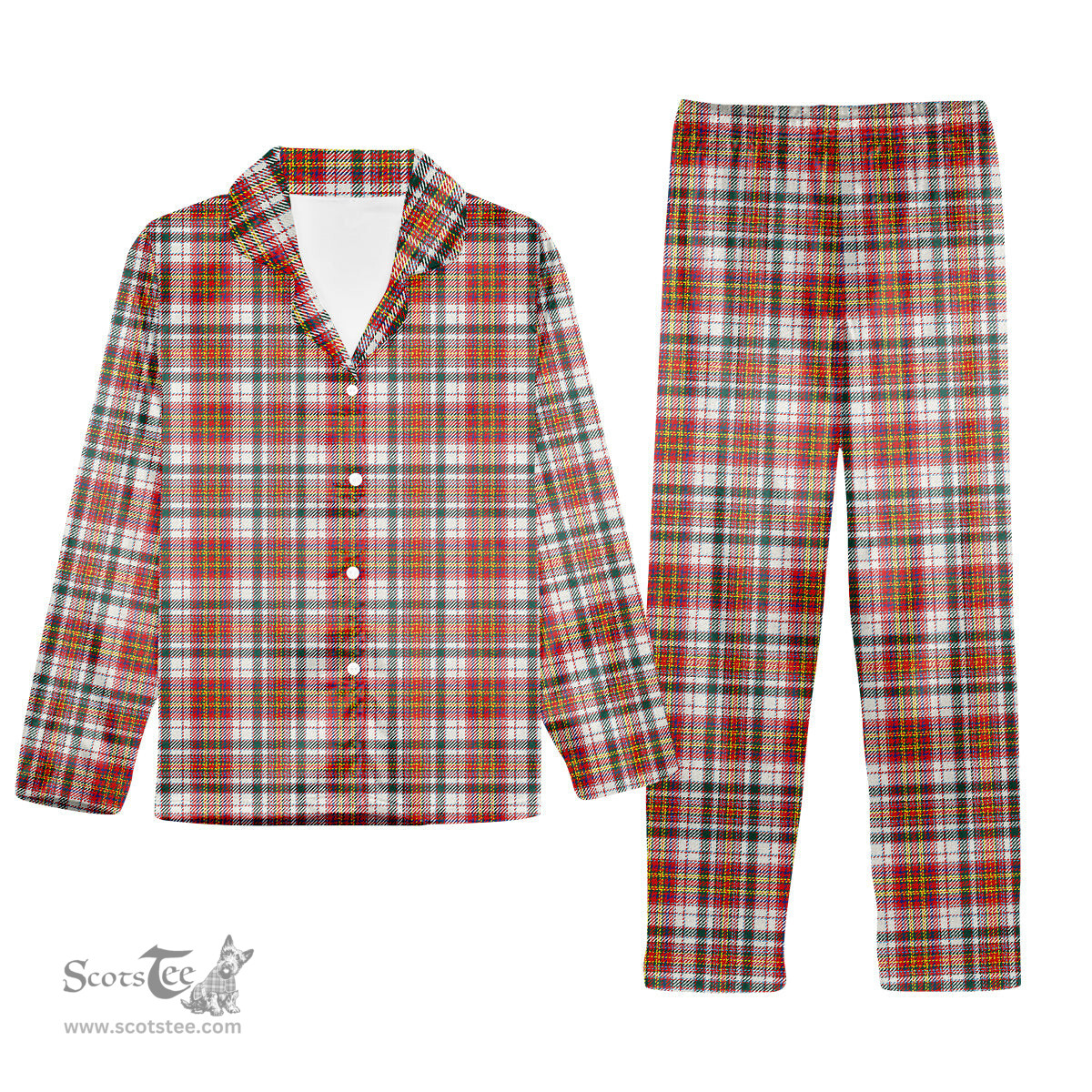 ScotsTee Shop Scottish McAlister Dress Modern Tartan Pajama Satin Velvet Flannel Pajama Set