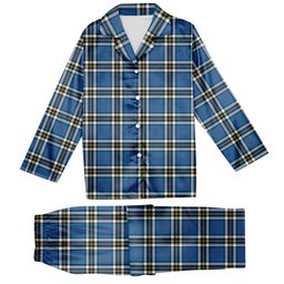 ScotsTee Shop Scottish MacThomas Blue Modern Tartan Pajama Satin Velvet Flannel Pajama Set