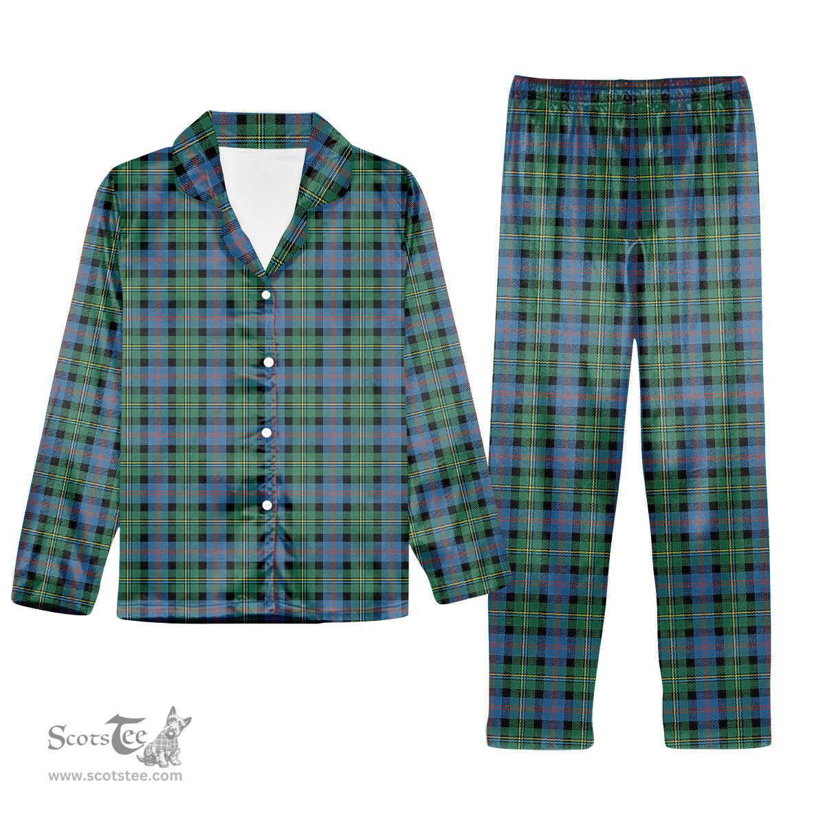 ScotsTee Shop Scottish Malcolm Ancient Tartan Pajama Satin Velvet Flannel Pajama Set
