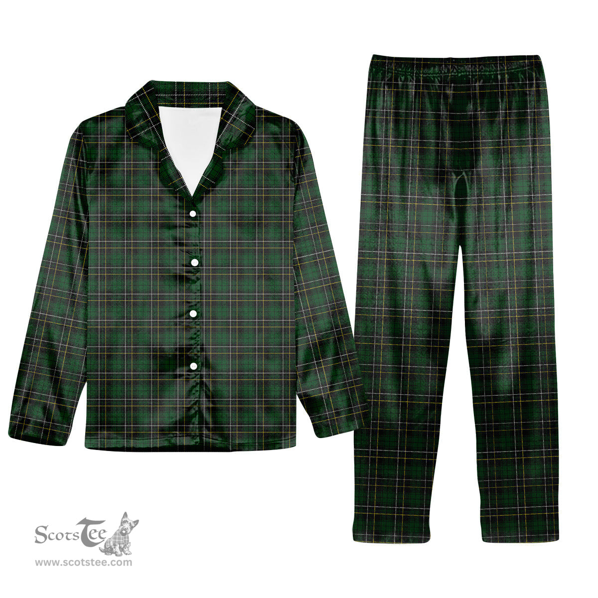 ScotsTee Shop Scottish McAlpin Tartan Pajama Satin Velvet Flannel Pajama Set