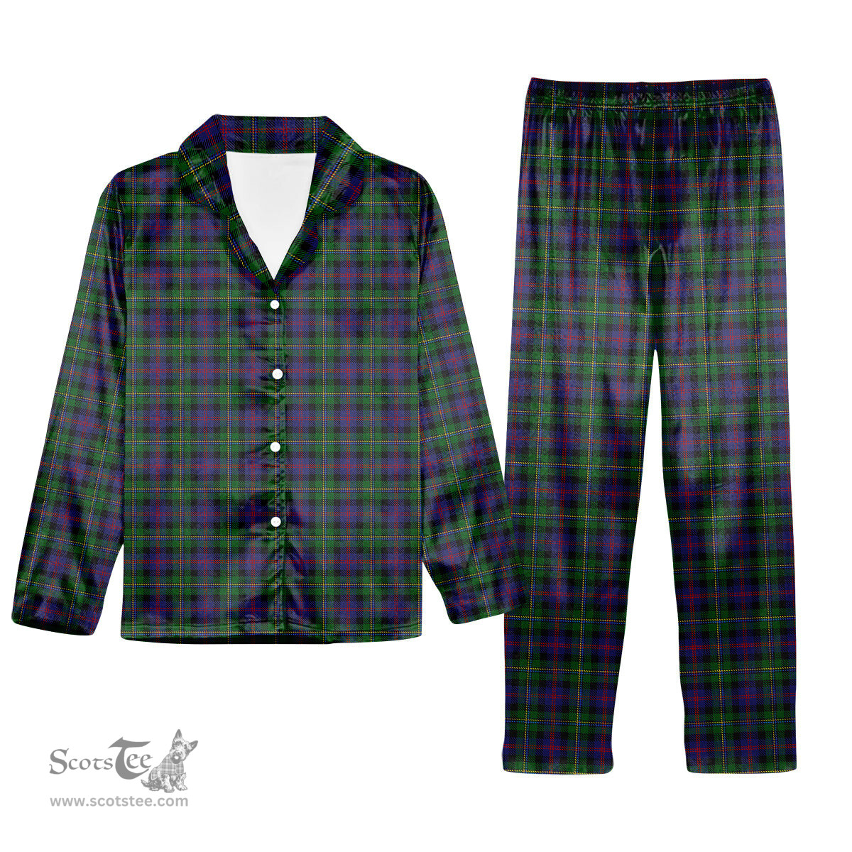 ScotsTee Shop Scottish Malcolm Tartan Pajama Satin Velvet Flannel Pajama Set