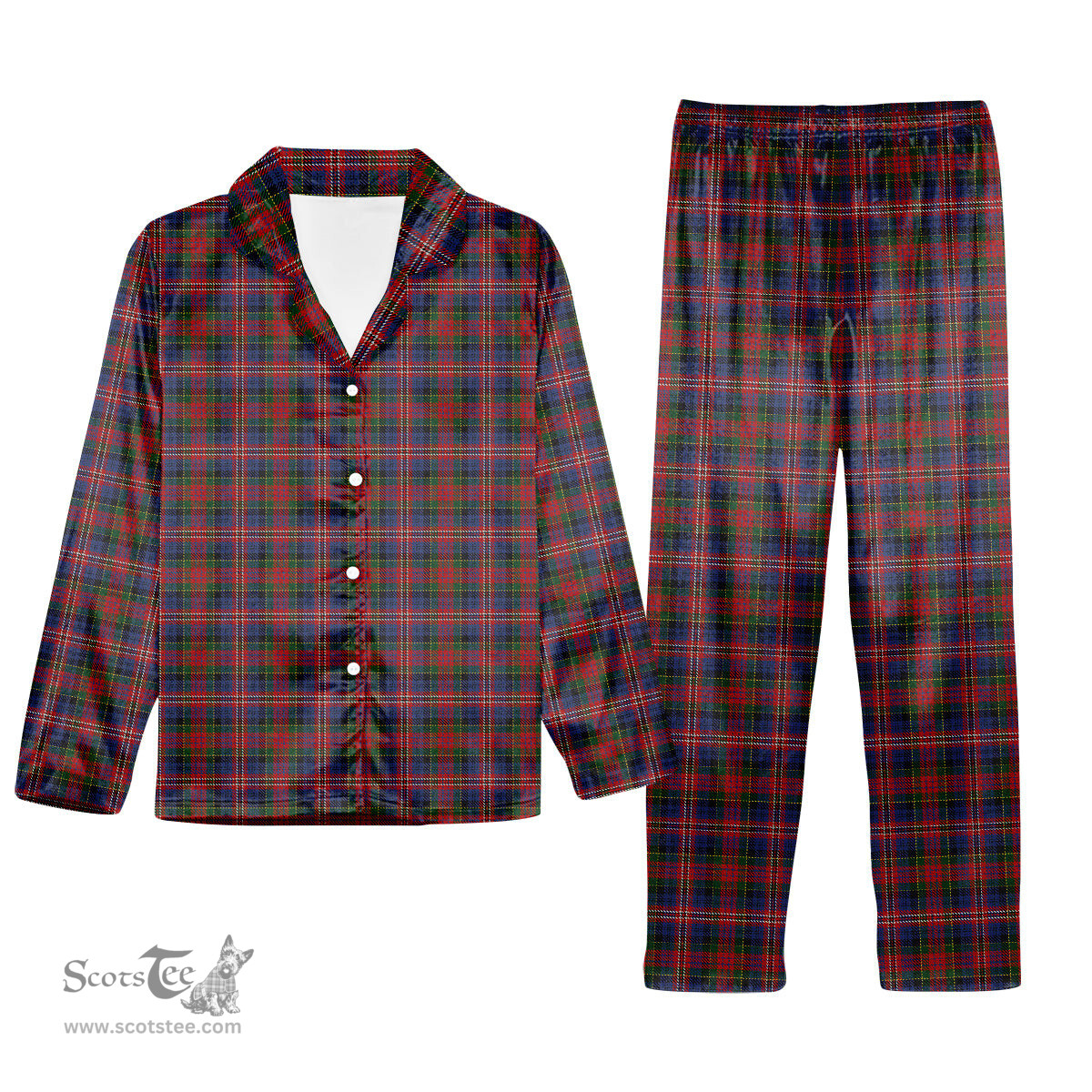 ScotsTee Shop Scottish MacPherson 7 Tartan Pajama Satin Velvet Flannel Pajama Set