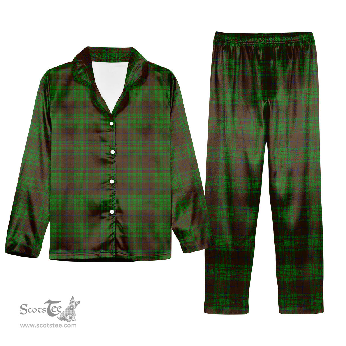 ScotsTee Shop Scottish McAlister of Glenbarr Hunting Tartan Pajama Satin Velvet Flannel Pajama Set