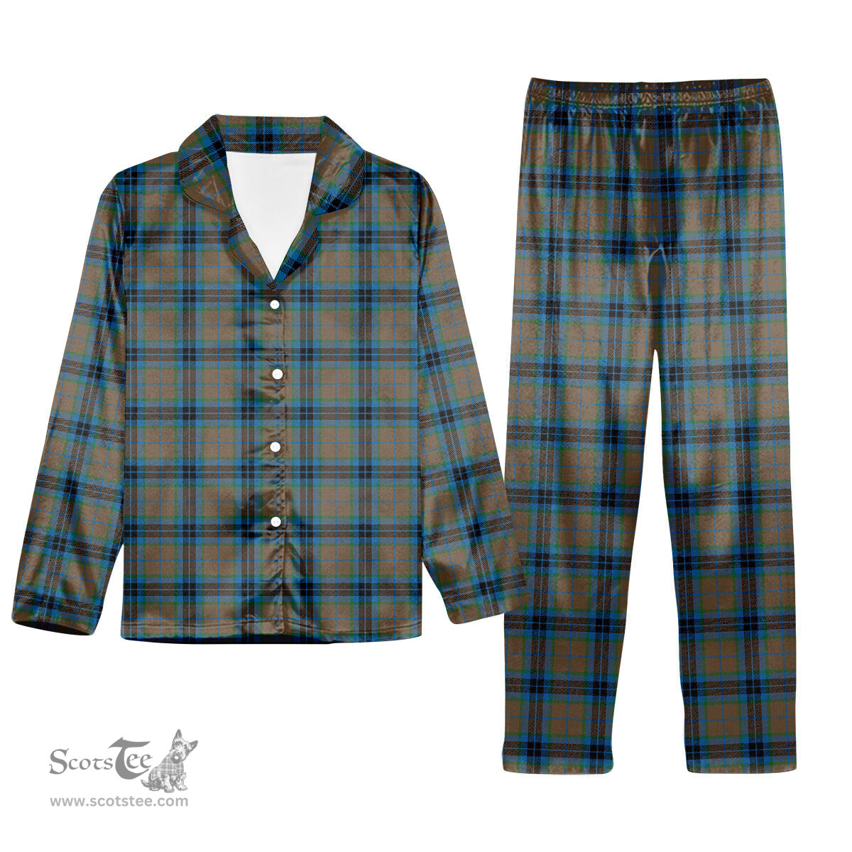 ScotsTee Shop Scottish MacThomas Hunting Ancient Tartan Pajama Satin Velvet Flannel Pajama Set