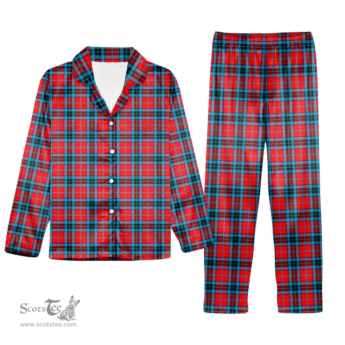 ScotsTee Shop Scottish MacTavish Modern Tartan Pajama Satin Velvet Flannel Pajama Set