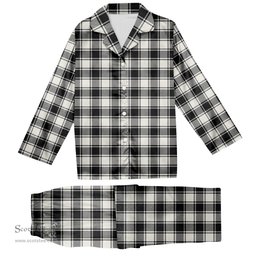 ScotsTee Shop Scottish MacPhee B&W Modern Tartan Pajama Satin Velvet Flannel Pajama Set