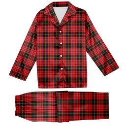 ScotsTee Shop Scottish MacQueen Modern Tartan Pajama Satin Velvet Flannel Pajama Set