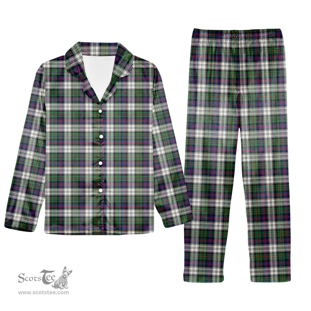 ScotsTee Shop Scottish Malcolm Dress Modern Tartan Pajama Satin Velvet Flannel Pajama Set