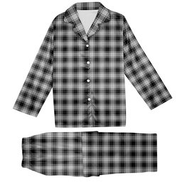 ScotsTee Shop Scottish MacPhee Black and White Tartan Pajama Satin Velvet Flannel Pajama Set